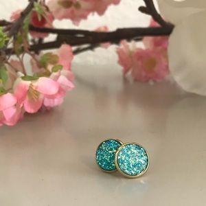 3 For $13 Blue Stainless Steel Druzy Earrings
